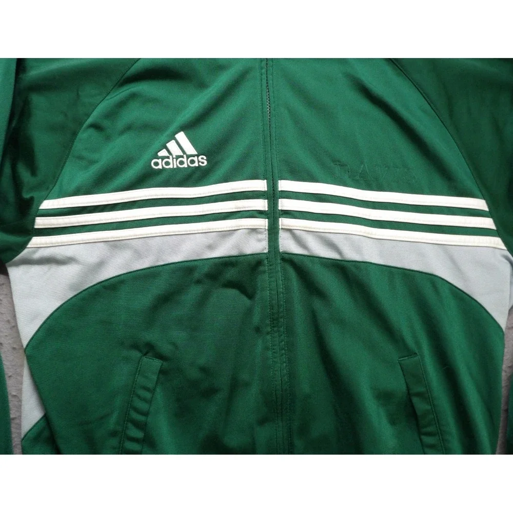 VTG Adidas Track Jacket Men Small Green Y2K Fencing Team Player Issued Full Zip